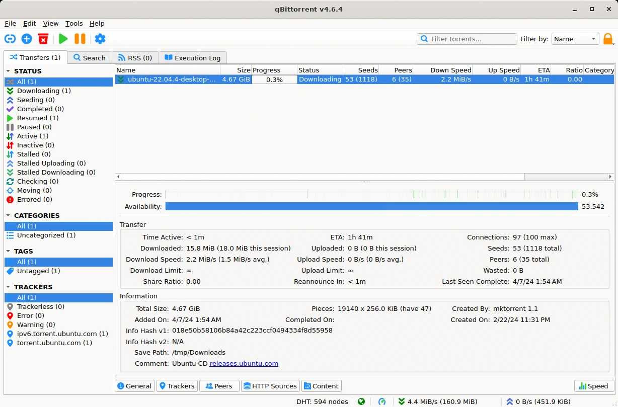 Скриншот qBittorrent 2
